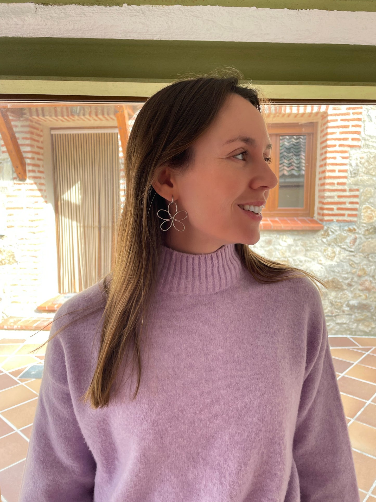 Pendientes FLOR plata