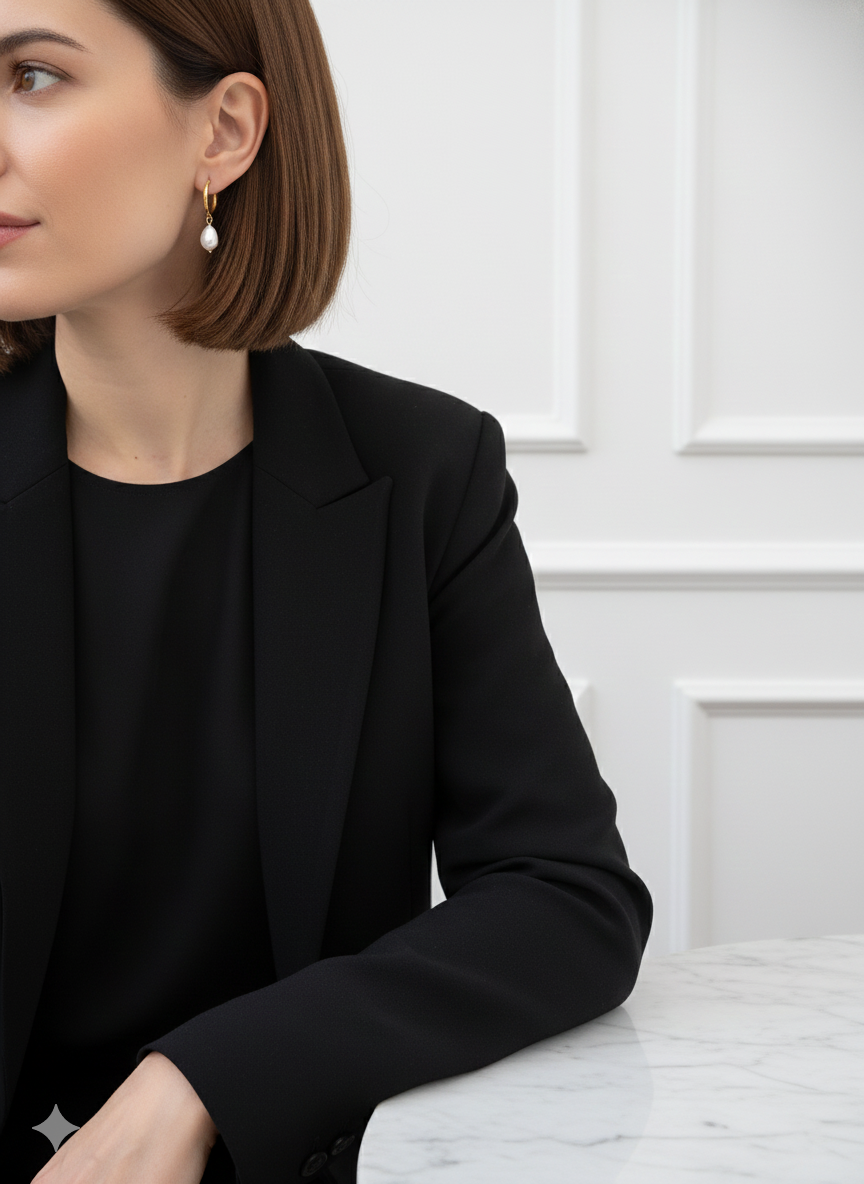 Pendientes de aro de acero inoxidable en color dorado con perla de río colgando. Estos pendientes son perfectos para elevar tus looks.