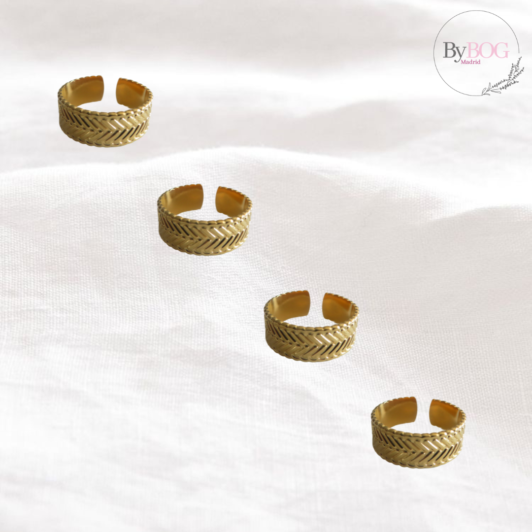 Anillo ajustable de acero inoxidable en oro