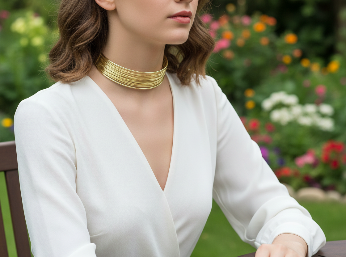 Choker ajustable de acero inoxidable en color oro