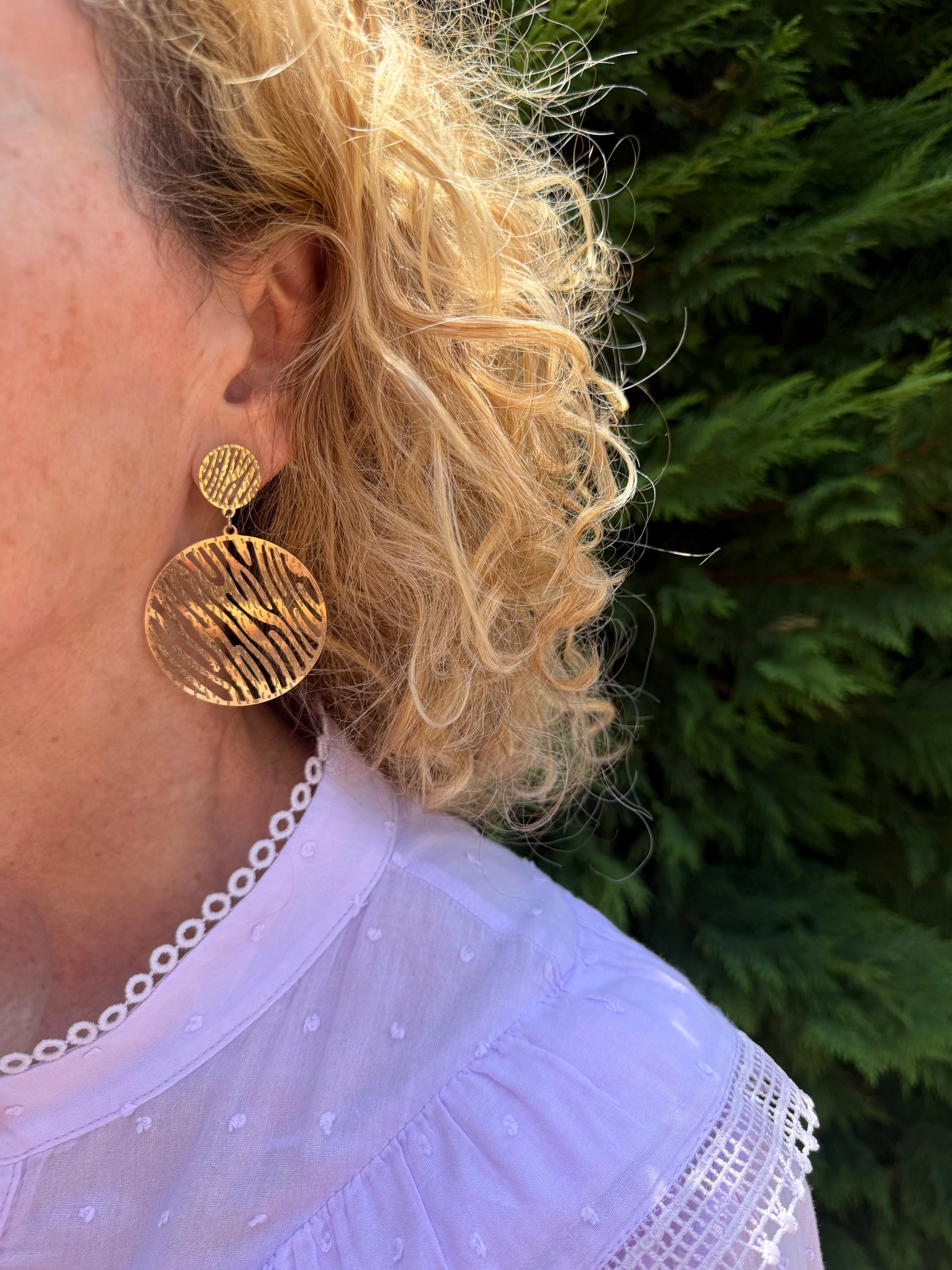 Pendientes dorados de acero inoxidable, grandes, hipoalergénicos