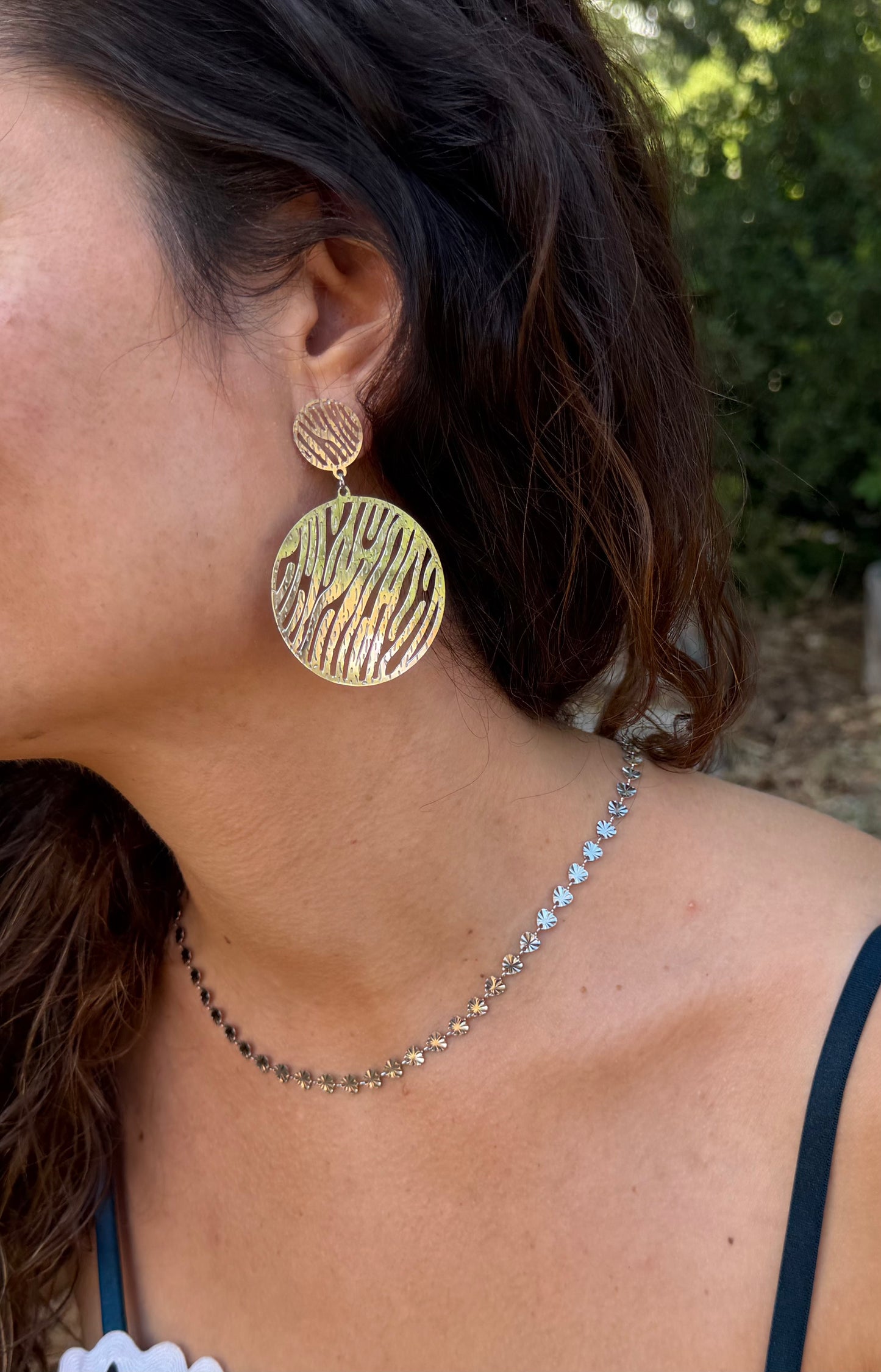 Pendientes plateados de acero inoxidable, grandes, hipoalergénicos