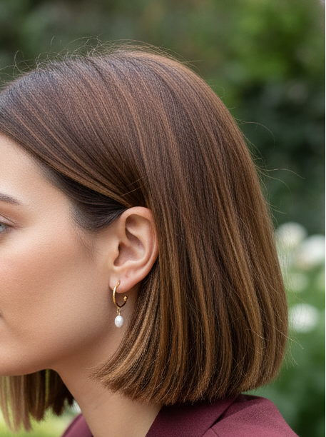 Pendientes de aro de acero inoxidable en color dorado con perla de río colgando. Estos pendientes son perfectos para elevar tus looks. 