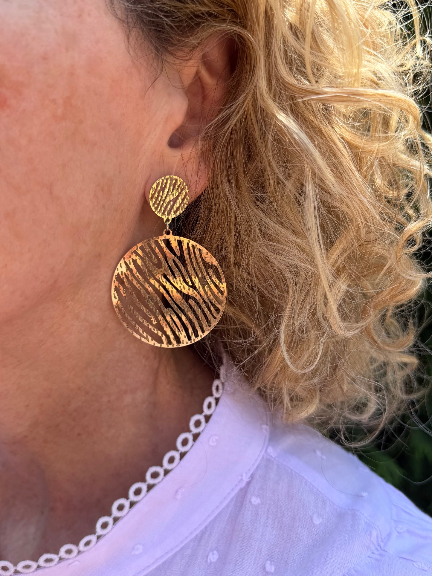 Pendientes dorados de acero inoxidable, grandes, hipoalergénicos