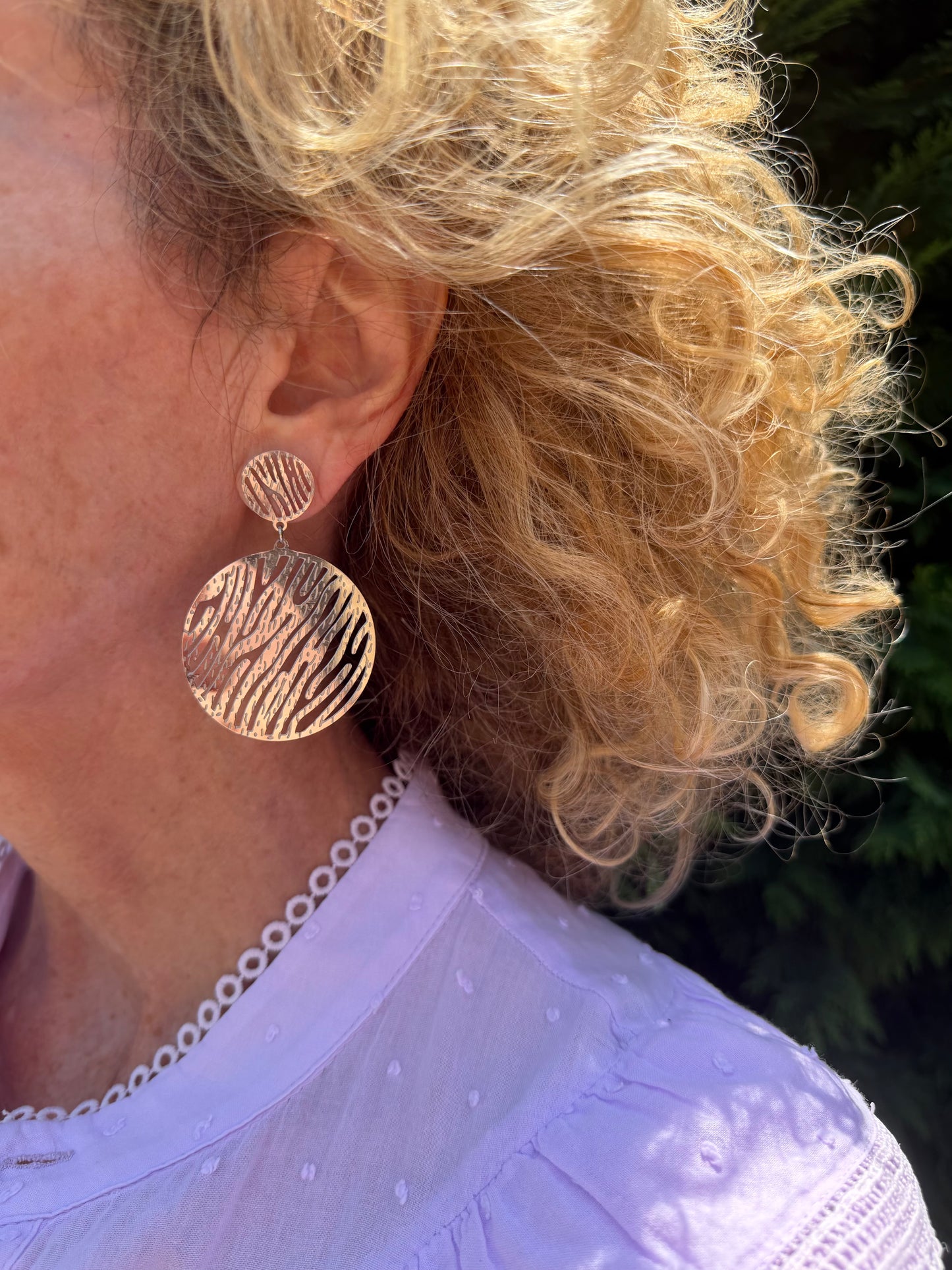 Pendientes plateados de acero inoxidable, grandes, hipoalergénicos